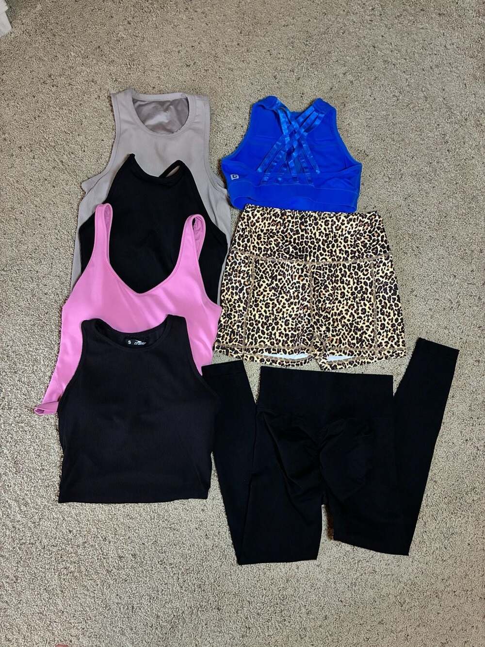 Small Workout Activewear Lot: Tank Tops, Sports Bras, Leggings, and Shorts